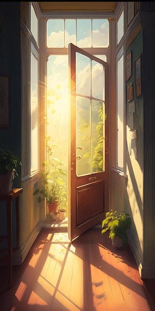 Une porte ouverte au soleil