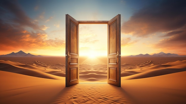 Une porte ouverte sur le désert Un nouveau voyage Une nouvelle aventure