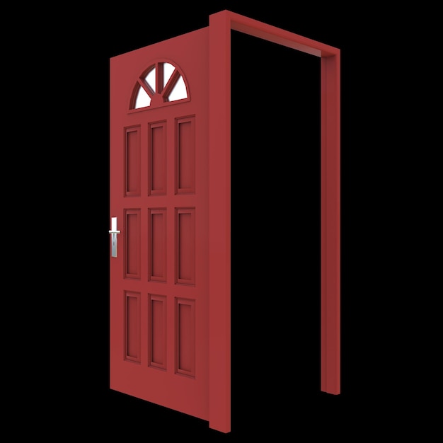 Photo porte rouge une entrée spacieuse avec un fond blanc isolé