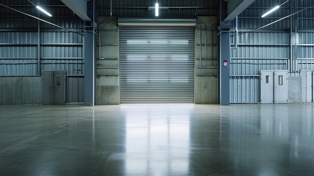 Photo porte à rouleaux ou volet roulant utilisée pour l'entrepôt d'usine ou le hangar génératif ai