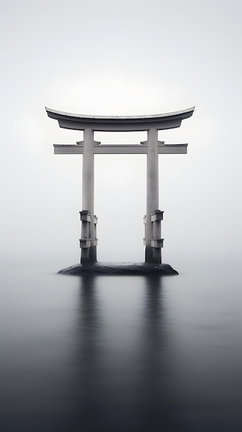 La porte de Torii dans le brouillard Japon