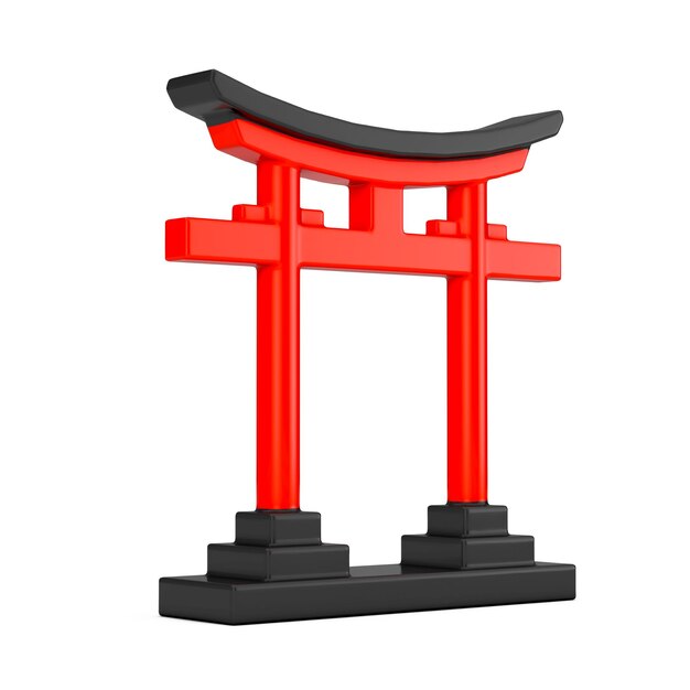 Photo porte torii traditionnelle japonaise en bois rouge rendering en 3d