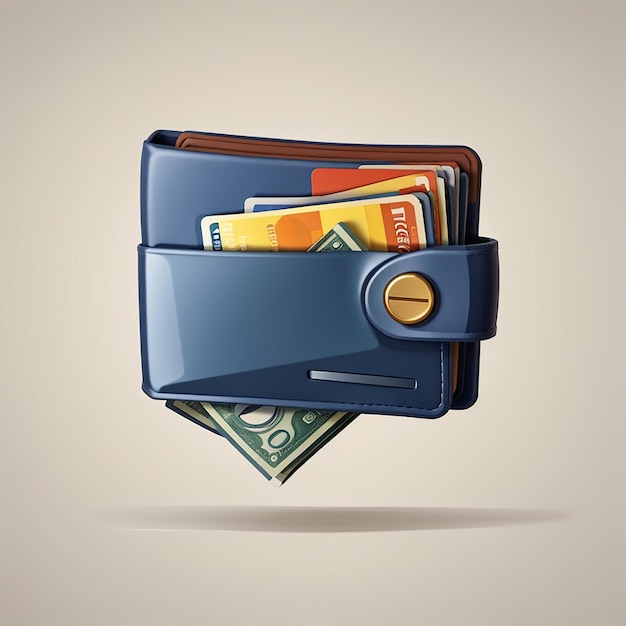 Portefeuille et argent icône vectorielle de dessin animé illustration finance icône d'affaires vecteur plat isolé