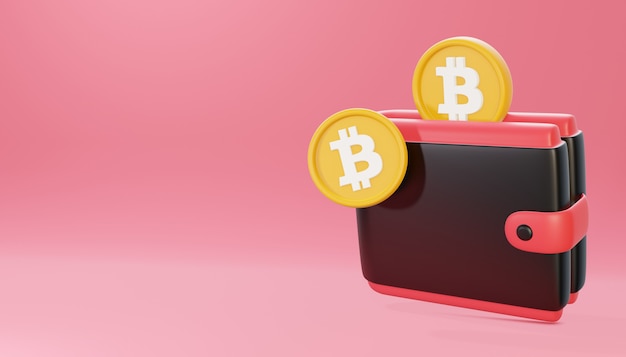 Portefeuille Bitcoin de rendu 3D