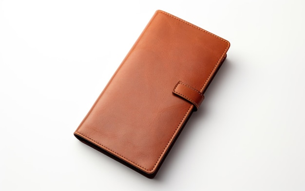 Portefeuille de chèque de couleur brune isolé sur fond blanc