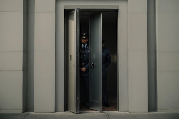et portes d'ascenseur fermées en métal chrome ouvertes d'un immeuble de bureaux