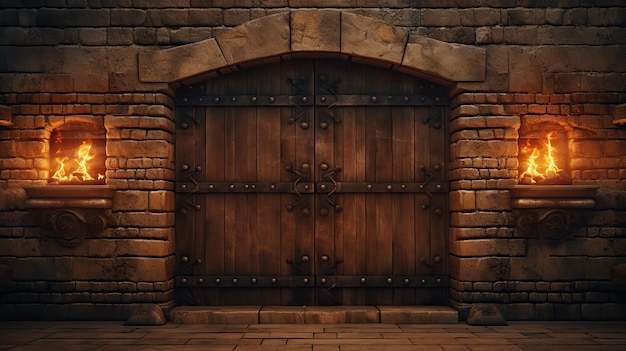 Photo des portes en bois dans un château médiéval