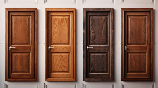 Portes en bois isolées sur fond vif