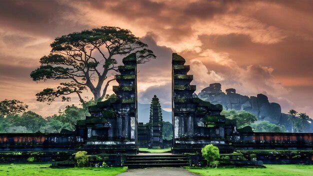 Photo les portes du temple de lempuyang luhur à bali, en indonésie