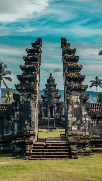 Photo les portes du temple de lempuyang luhur à bali, en indonésie