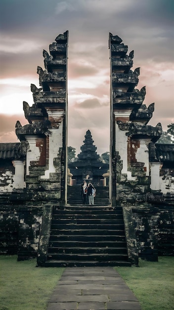 Photo les portes du temple de lempuyang luhur à bali, en indonésie