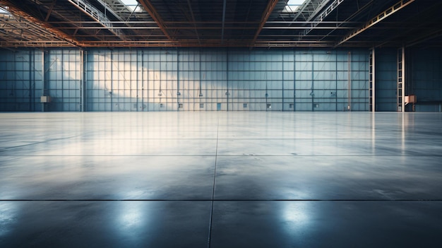 Portes d'entrepôt ou de hangar d'usine Idéales pour les espaces industriels avec des sols en béton poli et des portes fermées pour la présentation de produits ou une toile de fond