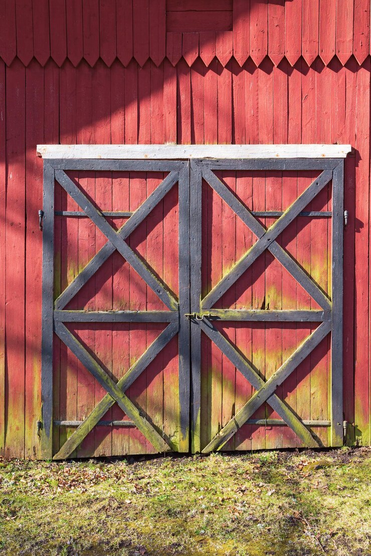 Photo les portes rouges de la grange