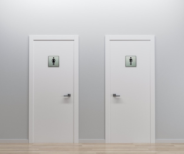 Portes de toilettes hommes et femmes portes WC rendu 3d