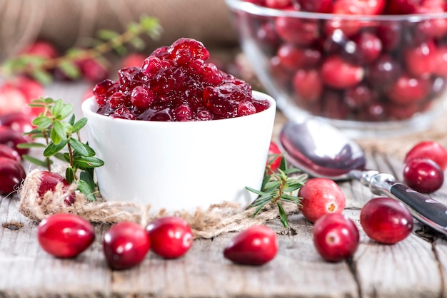 Portion de confiture de canneberge