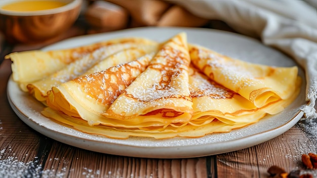 Photo une portion de crêpes est sur une assiette générée par maslenitsa ai