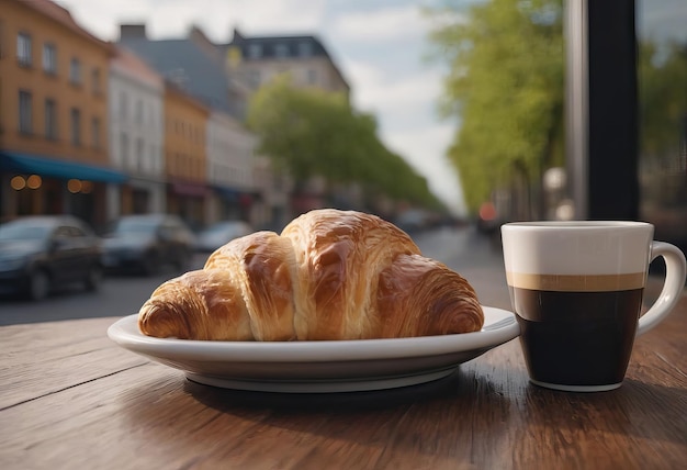 une portion de délicieux croissants et une tasse de café sur la table