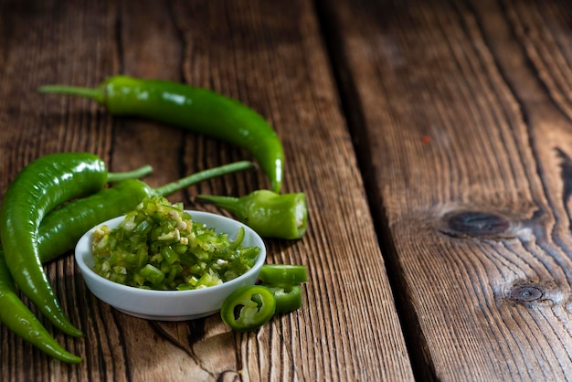 Portion de piments verts