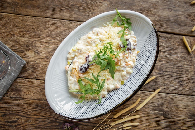 Portion de risotto gastronomique aux fruits de mer