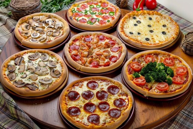 Des portions de diverses pizzas délicieuses cuites au four