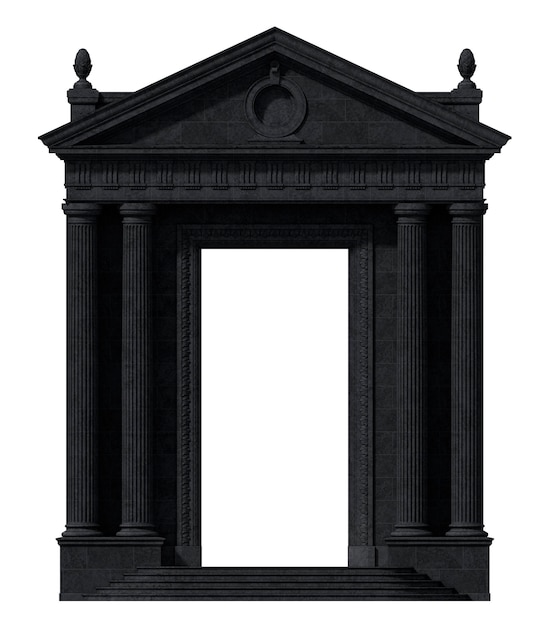 Photo portique noir éléments architecturaux de la façade de bâtiment classique rendu 3d