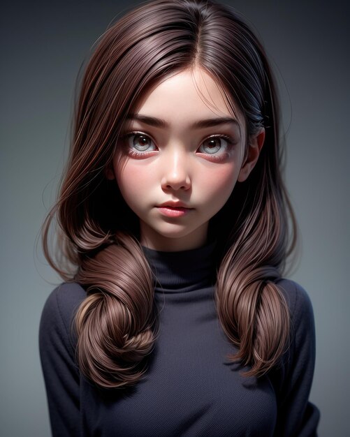 Portrait en 3D d'une belle jeune femme