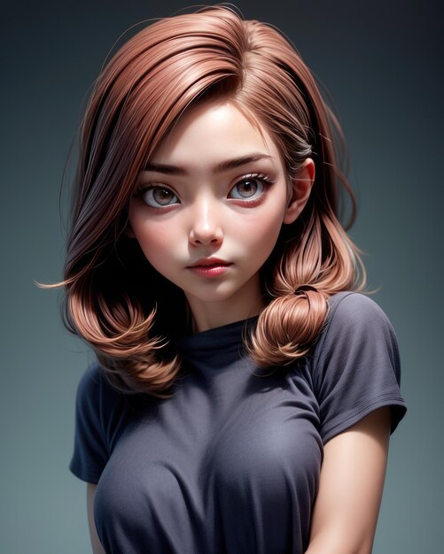 Portrait en 3D d'une belle jeune femme