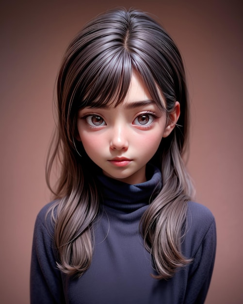 Portrait en 3D d'une belle jeune femme