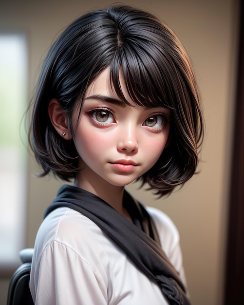 Portrait en 3D d'une belle jeune femme