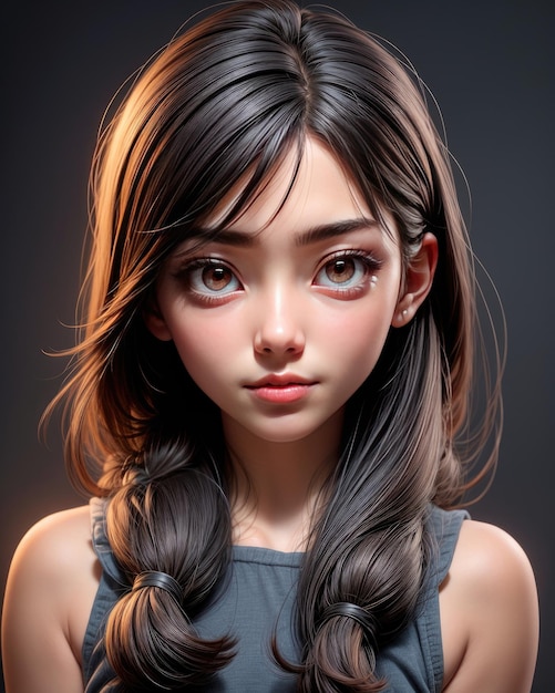 Portrait en 3D d'une belle jeune femme