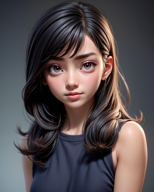 Portrait en 3D d'une belle jeune femme