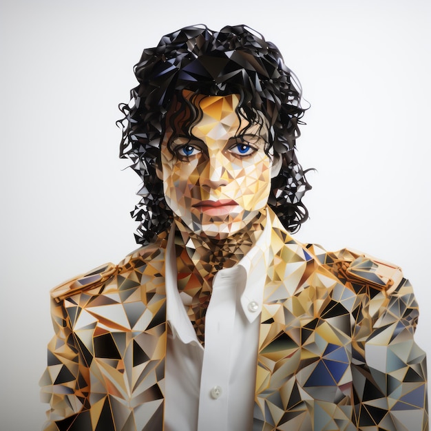 Photo un portrait en 3d de michael jackson sur un fond blanc