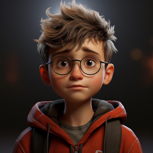 Un portrait 3Dstyle encapsulant l'innocence d'un jeune garçon