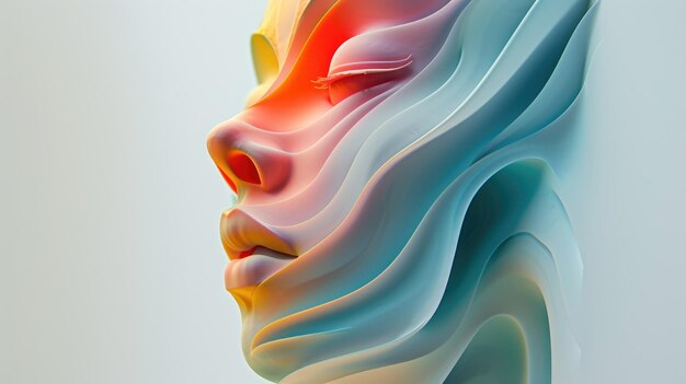 portrait abstrait multicolore photo de tête dessin de couverture d'affiche illustration art numérique conceptuel