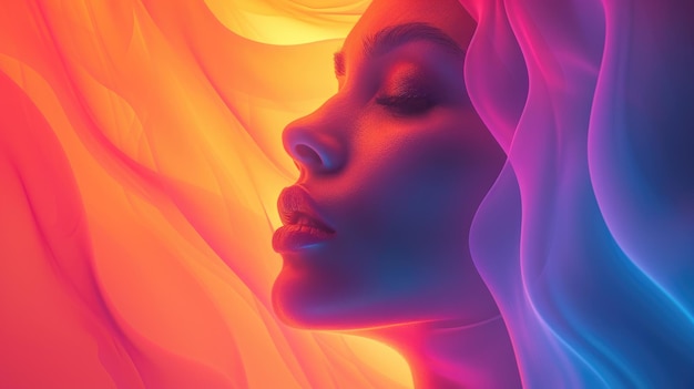 portrait abstrait multicolore photo de tête dessin de couverture d'affiche illustration art numérique conceptuel