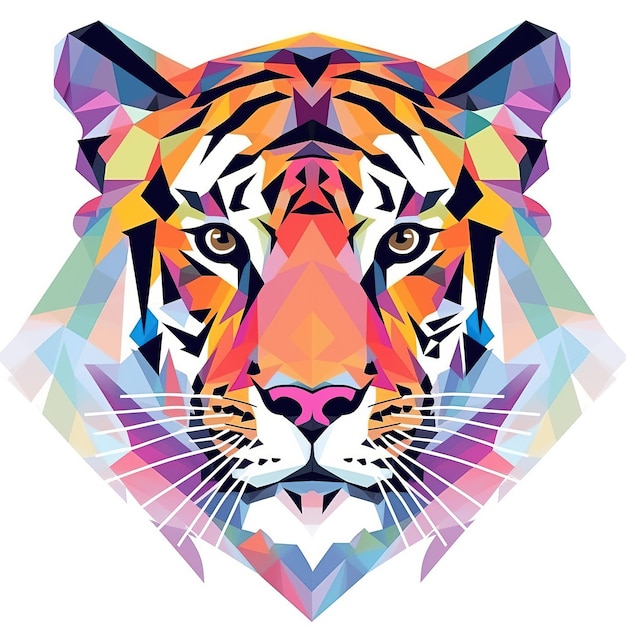 Photo portrait abstrait d'un tigre dans un style faible polygone