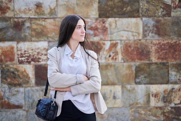 portrait, de, adolescente, dans, blazer