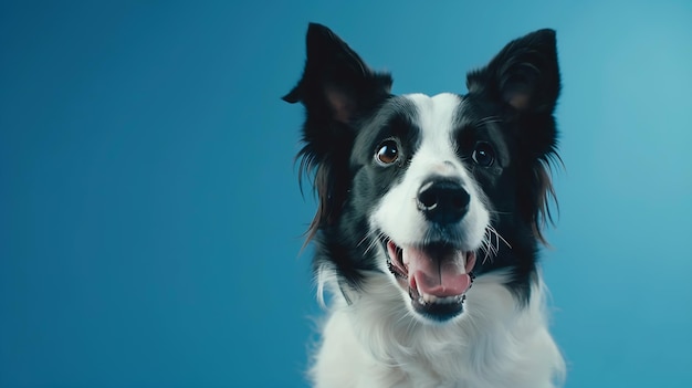 Portrait adorable d'un adulte en bonne santé et heureux, un border collie noir et blanc et une IA générative.