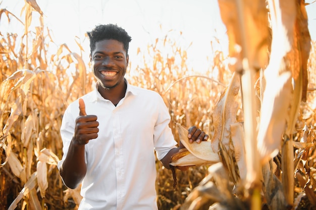 Portrait d'un agriculteur heureux mexicain cultivant du maïs