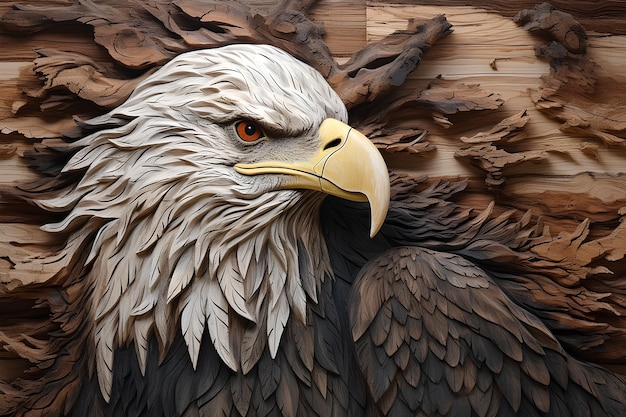 portrait d'aigle sur un fond en bois