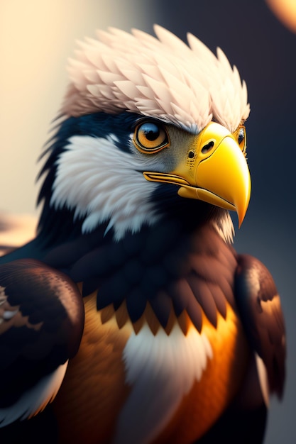 Portrait d'aigle sur fond sombre illustration de rendu 3d