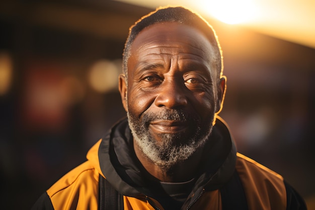 portrait d'un ancien entraîneur de football brésilien sage