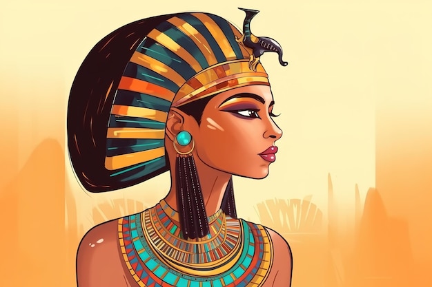 Portrait d'une ancienne déesse égyptienne Belle fille dans le style de l'Égypte ancienne Generative AI