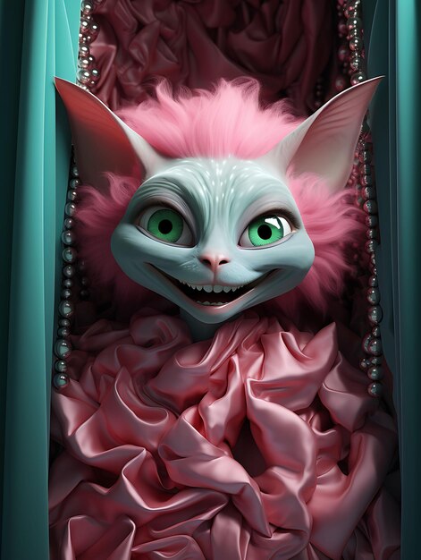 Photo portrait d'animal de compagnie d'un chat sphinx méchant regardant derrière un rideau costume d'anniversaire de fête w