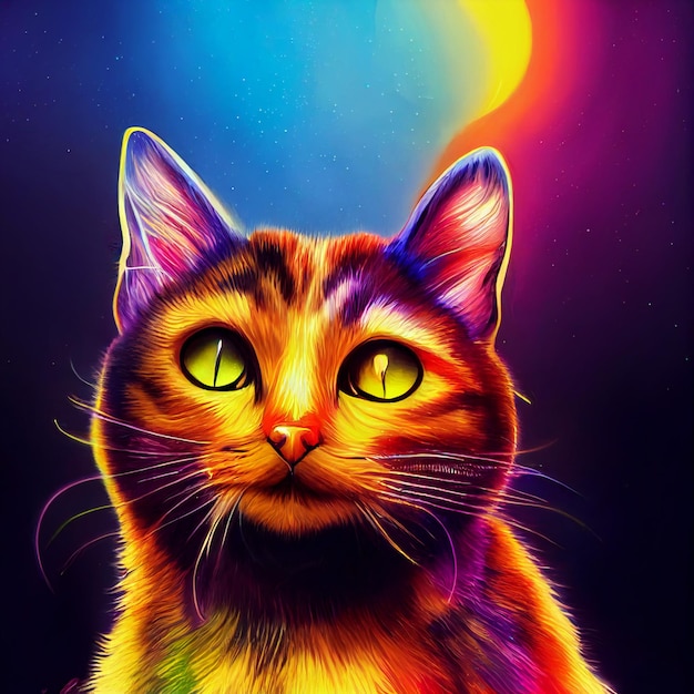 Portrait d'animal mignon petit joli chat à partir d'une éclaboussure d'illustration aquarelle
