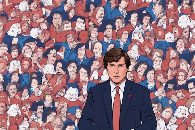 Portrait de l'animateur de télévision Tucker Carlson concernant les prochaines élections illustration