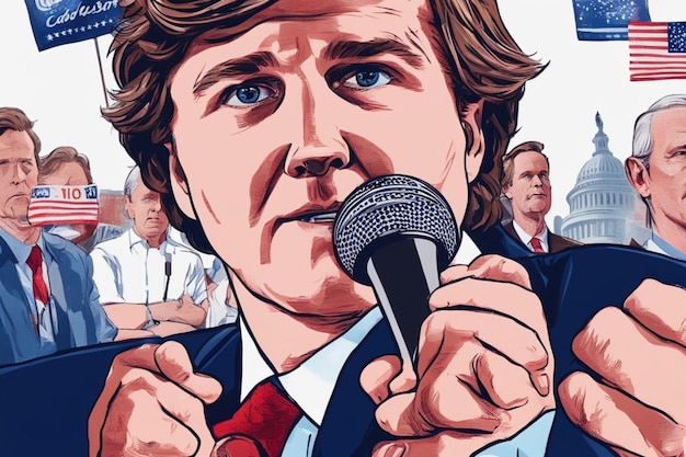 Photo portrait de l'animateur de télévision tucker carlson concernant les prochaines élections illustration