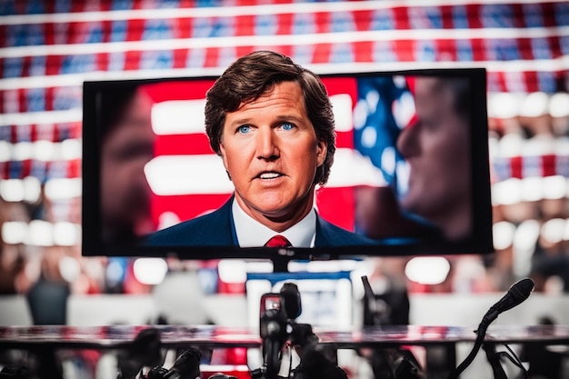 Photo portrait de l'animateur de télévision tucker carlson concernant les prochaines élections illustration