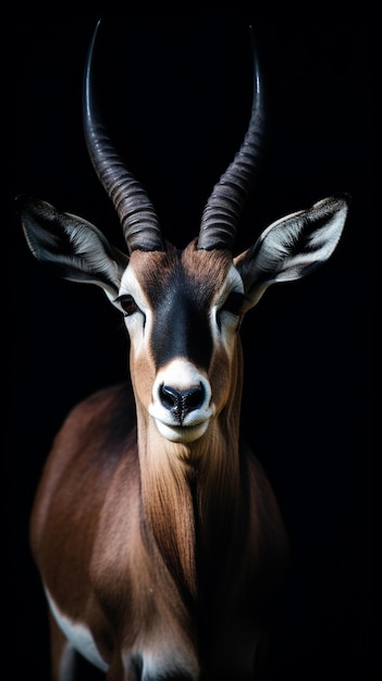 Un portrait d'une antilope avec de grandes cornes.