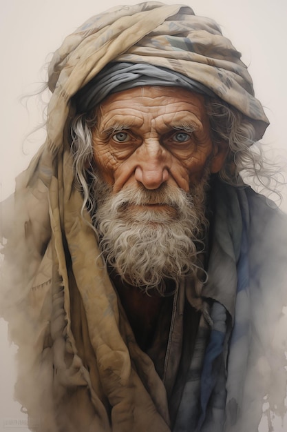 Un portrait à l'aquarelle d'un ancien leader tribal des Touareg